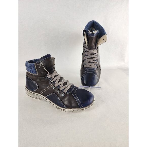 Remonte Tex Navy Blue Brown Water Resistant Lined Ankle Boot EU42 US10 - Picture 1 of 14